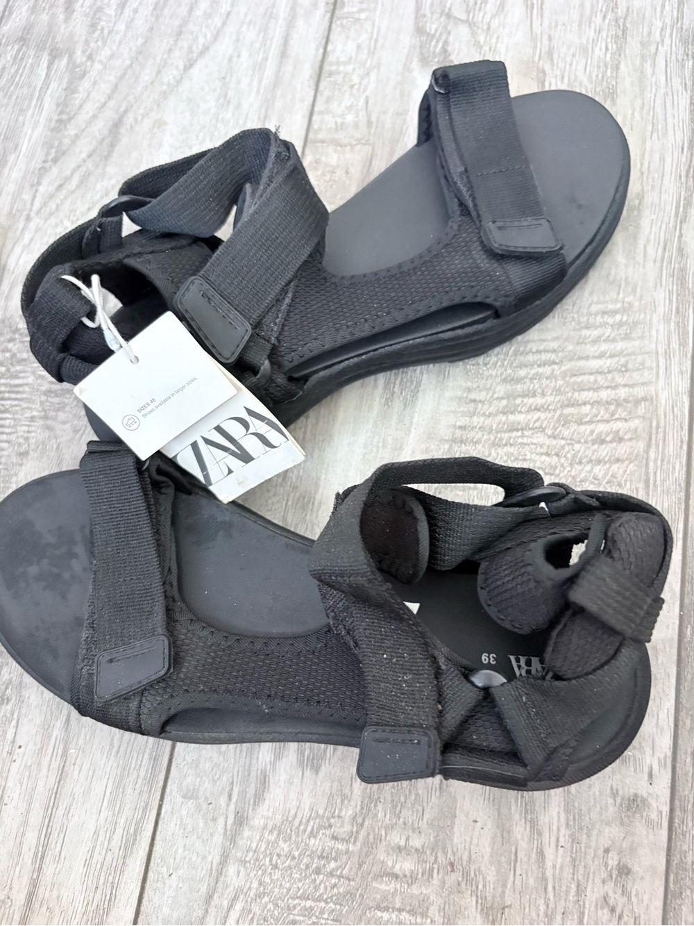Zara Black Strappy Sport Sandals - Picture 2 of 4